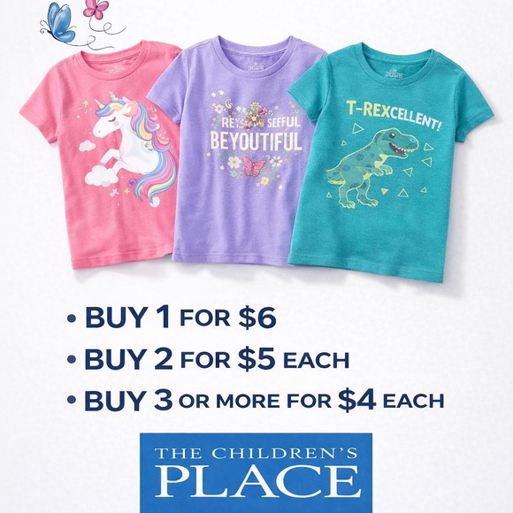 The Children's Place Pink and Blue Butterfly Long Sleeve Tee - Picture 2 of 4